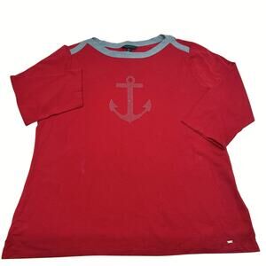 NWT Tommy Hilfiger Womens Red Studded Anchor Nautical Coastal Plus Sz XXL